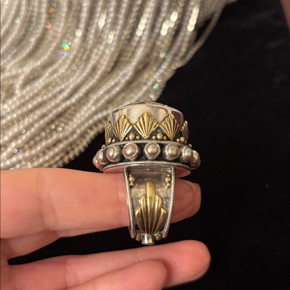Mars&Valentine imperial sterling art deco fan quartz statement cocktail ring - Picture 14 of 16